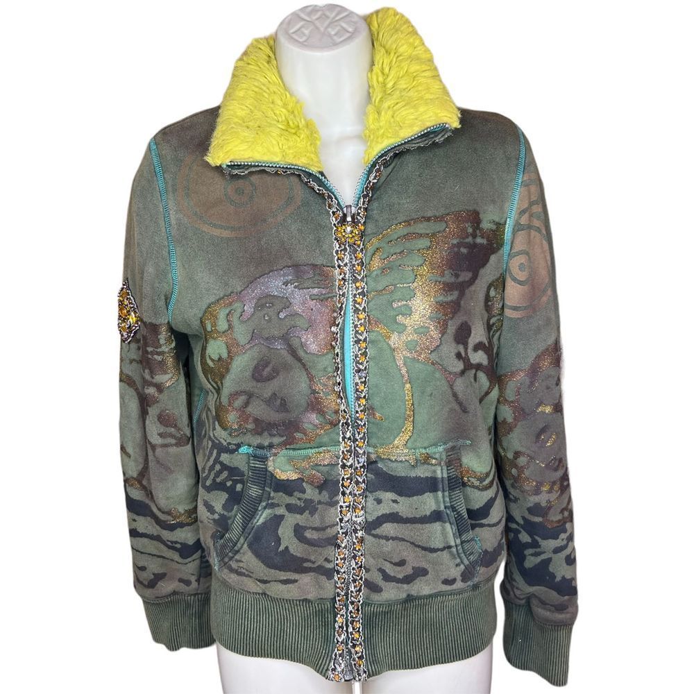 Custo Green & Brown Vintage Jacket Size 2